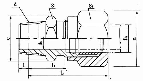 卡套式锥螺纹直通管接头(16MPa)