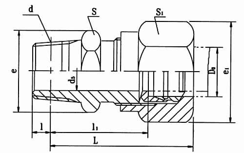 卡套式锥螺纹对接直通管接头(16MPa)