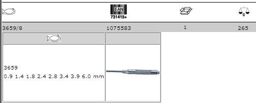 Extractor Sets of pin punches, 3659/8
