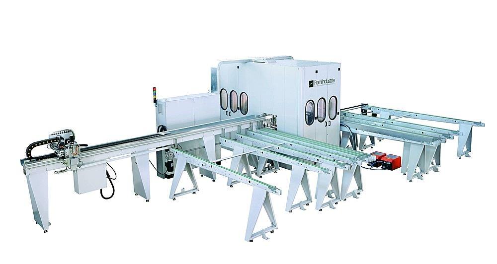 simultaneous machining and cutting production line for pvc profile