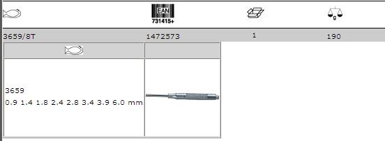 Extractor Sets of pin punches, 3659/8T