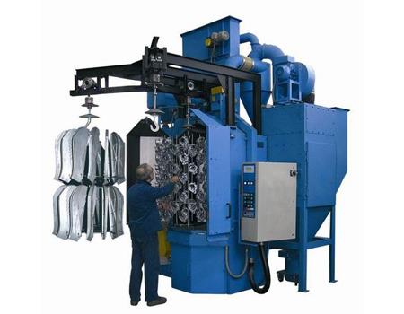 Automatic blast cleaning machines Combination hanger-tableblast